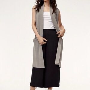 WILFRED long knit vest taupe beige duster sleeveless open cardigan size XS